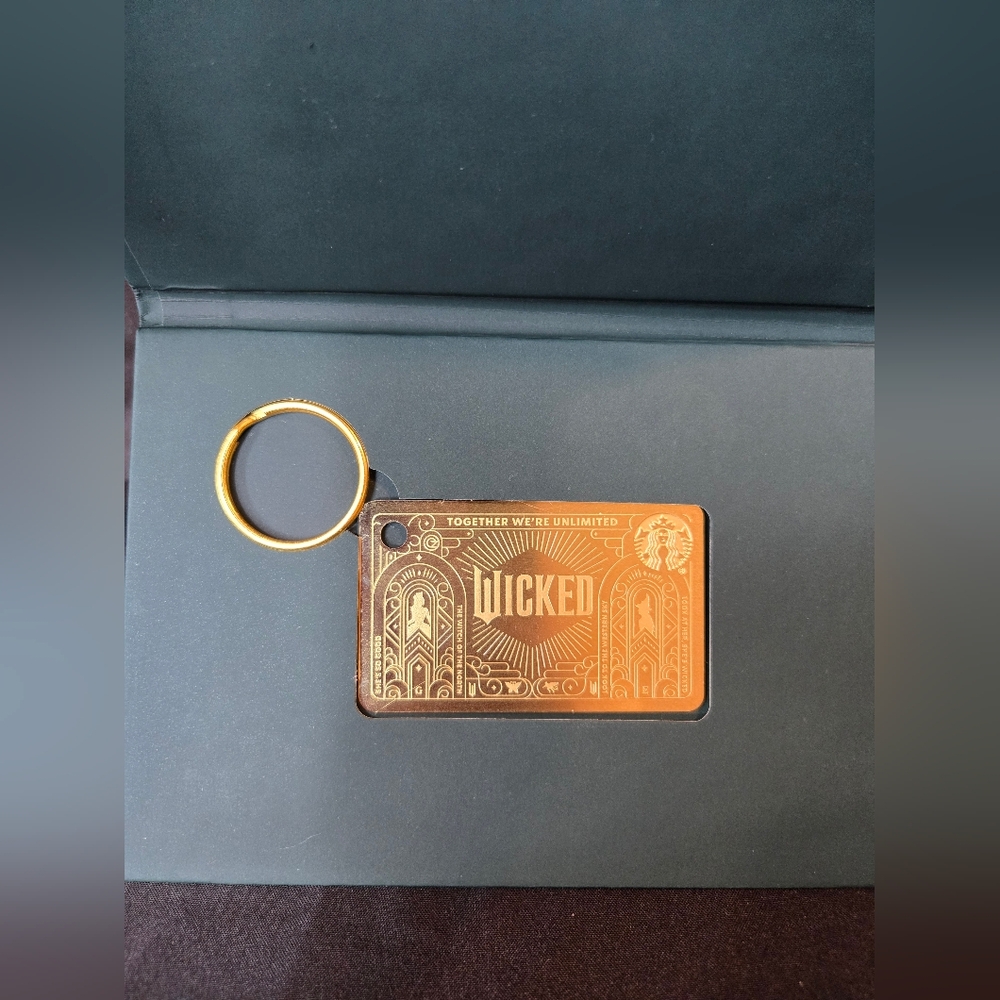 *NEW* Starbucks Wicked Gold Metal Reloadable Gift Card Keychain $50 Balance